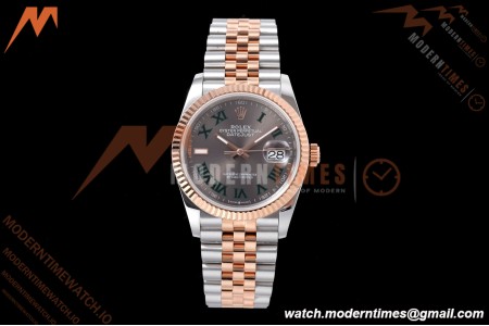Rolex - Datejust 126231 36mm Jub Flt 904L RG/SS Grey Wimbledon/Roman QF SH3235