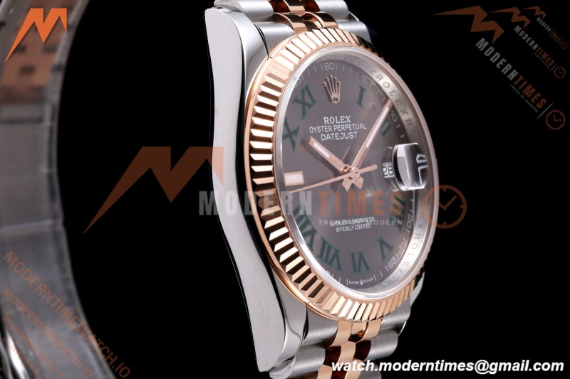 Rolex - Datejust 126231 36mm Jub Flt 904L RG/SS Grey Wimbledon/Roman QF SH3235