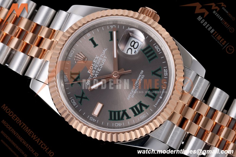 Rolex - Datejust 126231 36mm Jub Flt 904L RG/SS Grey Wimbledon/Roman QF SH3235