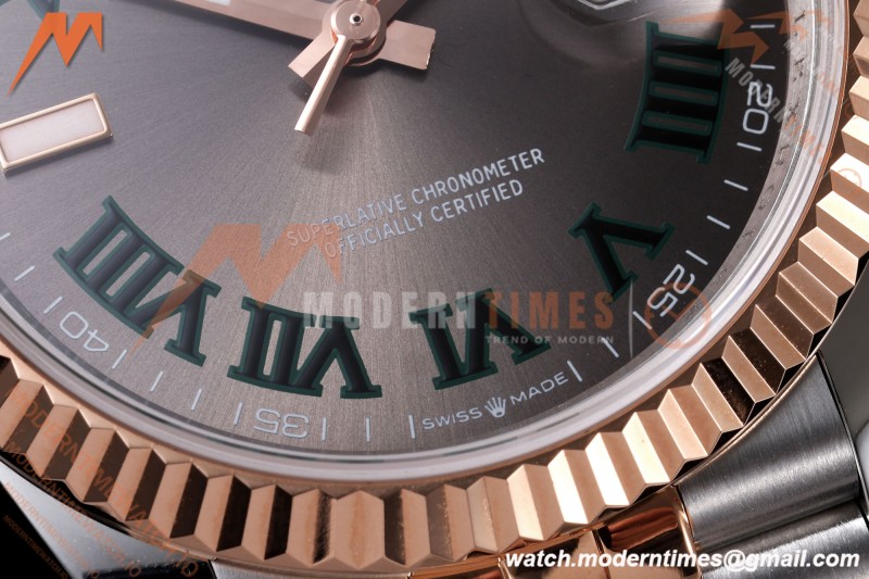 Rolex - Datejust 126231 36mm Jub Flt 904L RG/SS Grey Wimbledon/Roman QF SH3235