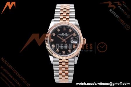 Rolex - Datejust 126231 36mm Jub Flt 904L RG/SS Blk/Dia QF SH3235