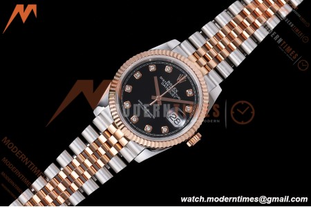 Rolex - Datejust 126231 36mm Jub Flt 904L RG/SS Blk/Dia QF SH3235