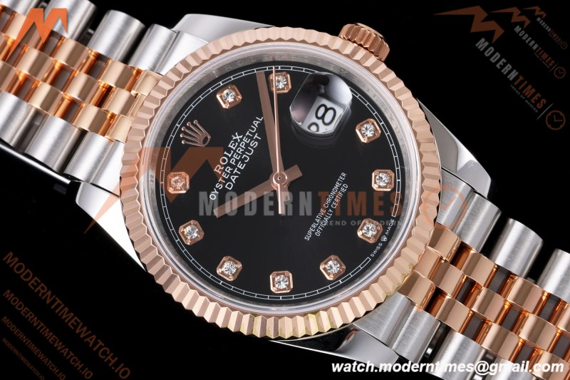 Rolex - Datejust 126231 36mm Jub Flt 904L RG/SS Blk/Dia QF SH3235