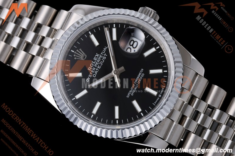 Rolex - Datejust 126234 36mm Jub Flt 904L SS/SS Blk/Stk QF SH3235 | 롤렉스 - 데이저스트 126234 36mm 주빌리 플라이트 904L SS/SS 블랙/스트라이프 QF SH3235