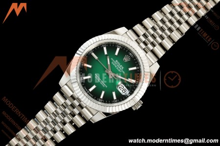 Rolex - Datejust 126334 41mm Jub Flt 904L SS/SS Ombre Green/Stk QF JH3235 Free Sprung