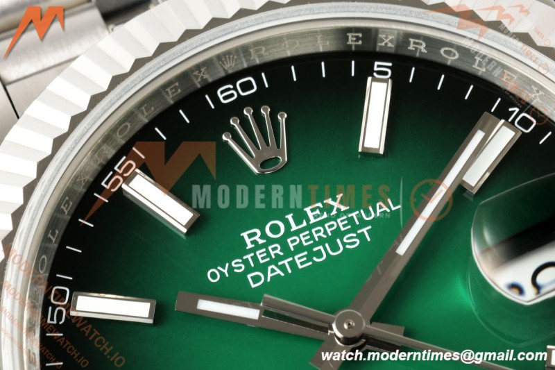 Rolex - Datejust 126334 41mm Jub Flt 904L SS/SS Ombre Green/Stk QF JH3235 Free Sprung