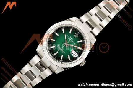 Rolex - Datejust 126334 41mm Oys Flt 904L SS/SS Ombre Green/Stk QF JH3235 Free Sprung