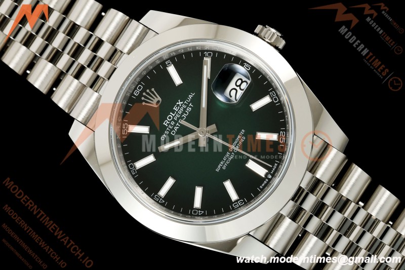 Rolex - Datejust 126300 41mm 904L  Jub Smt SS/SS Ombre Green/Stk ARF DD3235