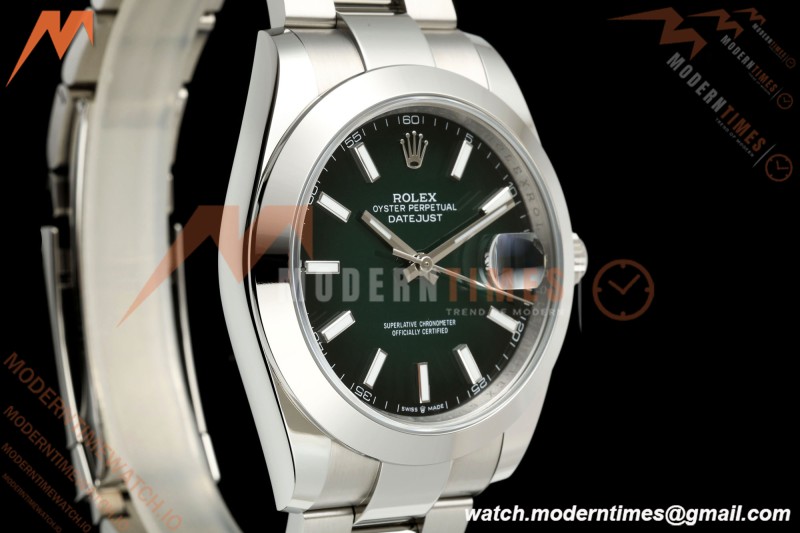 Rolex - Datejust 126300 41mm 904L  Oys Smt SS/SS Ombre Green/Stk ARF DD3235