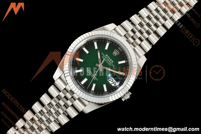 Rolex - Datejust 126334 41mm Jub Flt 904L SS/SS Ombre Green/Stk SEEKF DD3235