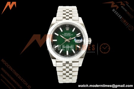 Rolex - Datejust 126334 41mm Jub Flt 904L SS/SS Ombre Green/Stk SEEKF DD3235