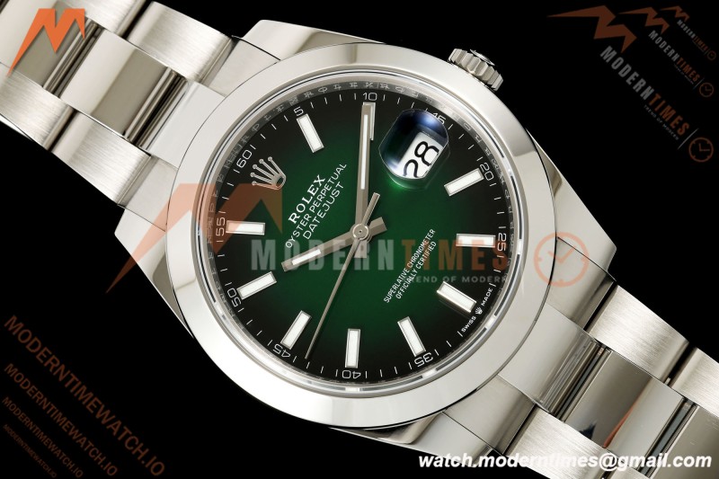 Rolex - Datejust 126334 41mm Oys Smth 904L SS/SS Ombre Green/Stk SEEKF DD3235