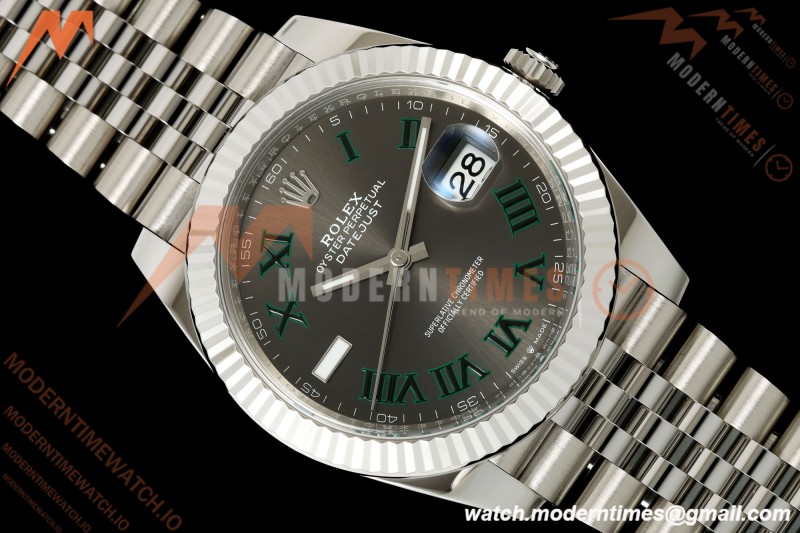 Rolex - Datejust 126334 41mm Wimbledon Jub Flt 904L SS/SS Grey/Rmn RWF JH3235 Free Sprung