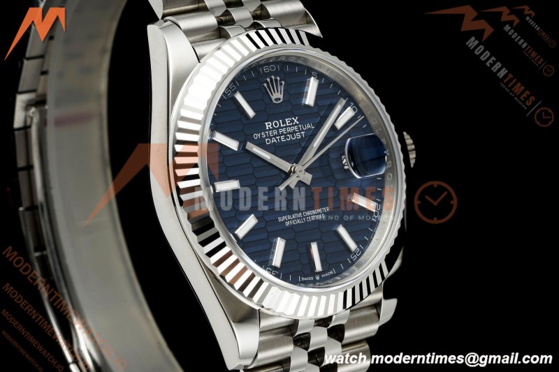 Rolex - Datejust 126334 41mm Jub Flt 904L SS/SS Blue Textured/Stk RWF JH3235 Free Sprung