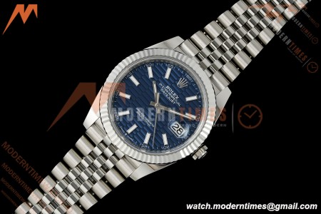 Rolex - Datejust 126334 41mm Jub Flt 904L SS/SS Blue Textured/Stk RWF JH3235 Free Sprung