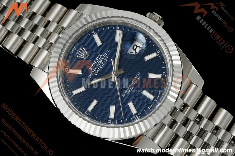 Rolex - Datejust 126334 41mm Jub Flt 904L SS/SS Blue Textured/Stk RWF JH3235 Free Sprung