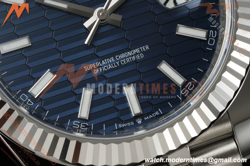 Rolex - Datejust 126334 41mm Jub Flt 904L SS/SS Blue Textured/Stk RWF JH3235 Free Sprung