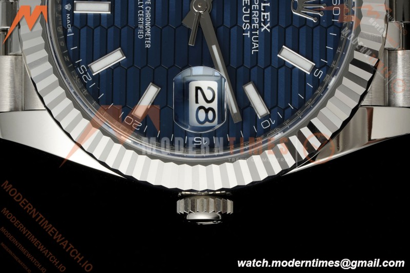 Rolex - Datejust 126334 41mm Jub Flt 904L SS/SS Blue Textured/Stk RWF JH3235 Free Sprung