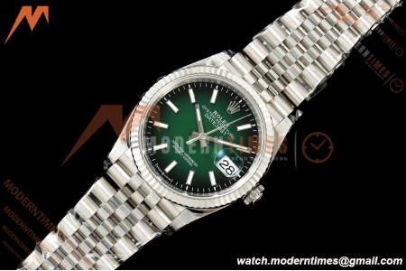 Rolex - Datejust 126234 36mm Jub Flt 904L SS/SS Ombre Green/Stk VSF V2 DD3235