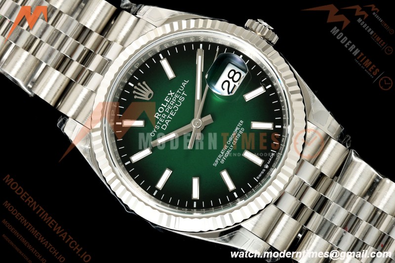 Rolex - Datejust 126234 36mm Jub Flt 904L SS/SS Ombre Green/Stk VSF V2 DD3235