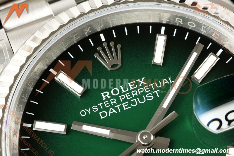 Rolex - Datejust 126234 36mm Jub Flt 904L SS/SS Ombre Green/Stk VSF V2 DD3235