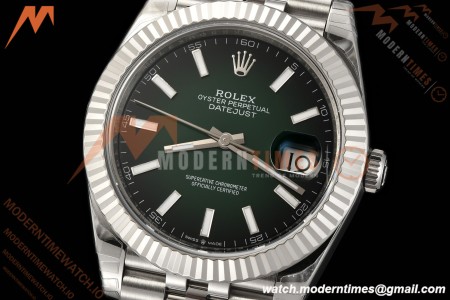 Rolex - Datejust 126334 41mm Jub Flt 904L SS/SS Ombre Green/Stk VSF V2 DD3235 Free Sprung