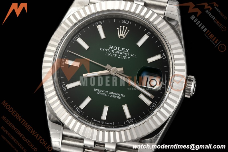 Rolex - Datejust 126334 41mm Jub Flt 904L SS/SS Ombre Green/Stk VSF V2 DD3235 Free Sprung