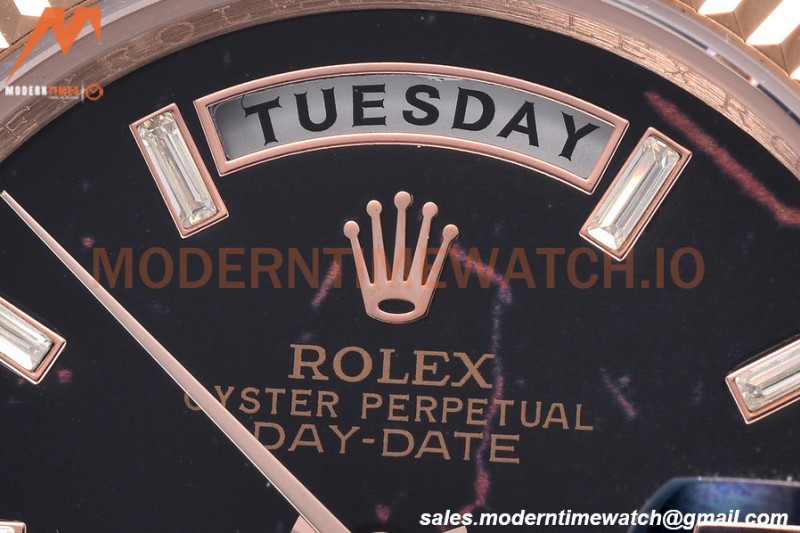 Rolex - DayDate 40mm Flt/Pres RG/RG Black Diamond GDF MY8215