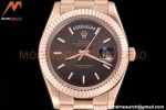 Rolex - DayDate 40mm Flt/Pres RG/RG Brown Stick GDF MY8215