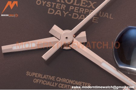 Rolex - DayDate 40mm Flt/Pres RG/RG Brown Stick GDF MY8215