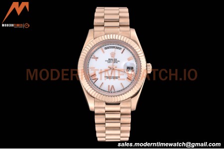 Rolex - DayDate 40mm Flt/Pres RG/RG White Roman GDF MY8215