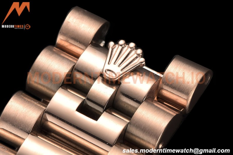 Rolex - DayDate 40mm Flt/Pres RG/RG Brown Roman GDF MY8215