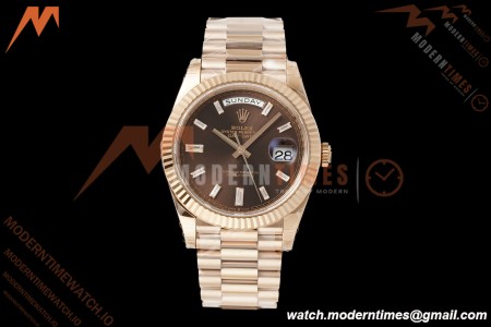 Rolex - DayDate 228235 40mm Flt Pres RG/RG Brn/Dia VSF V2 VS3255