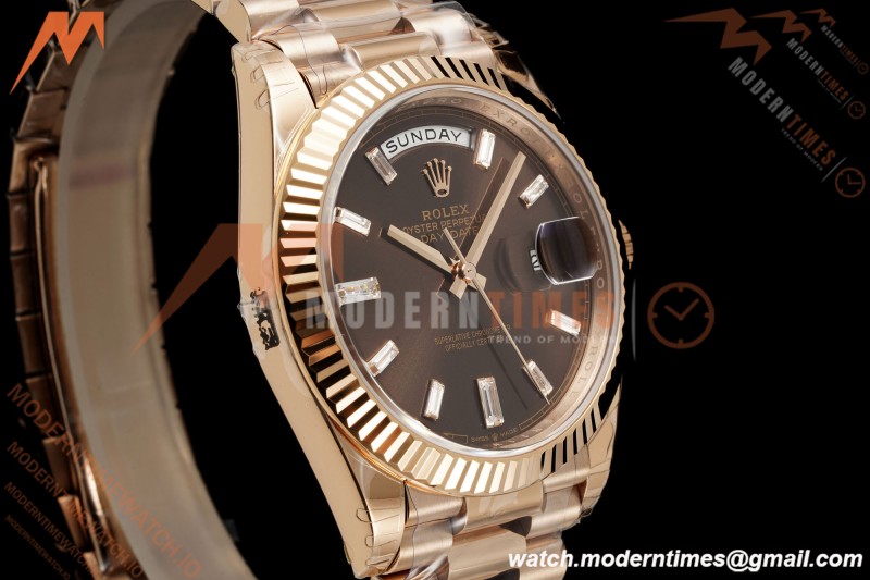 Rolex - DayDate 228235 40mm Flt Pres RG/RG Brn/Dia VSF V2 VS3255
