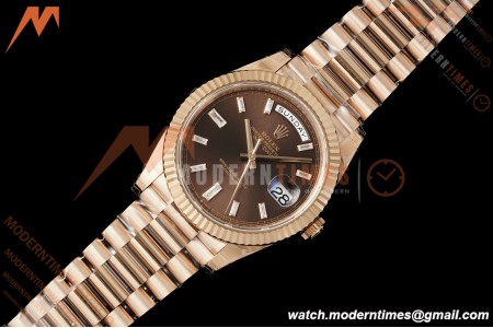 Rolex - DayDate 228235 40mm Flt Pres RG/RG Brn/Dia VSF V2 VS3255