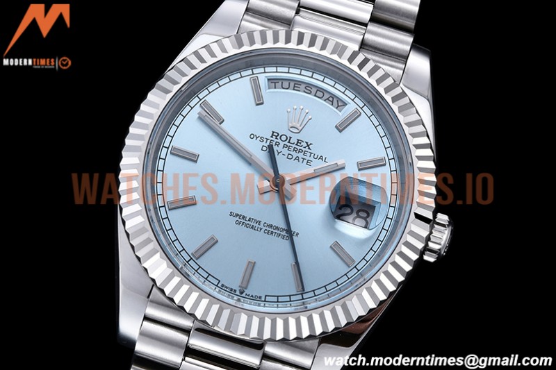 Rolex - DayDate 40mm Flt Pres SS/SS I-Blue/Stk EWF VR3255