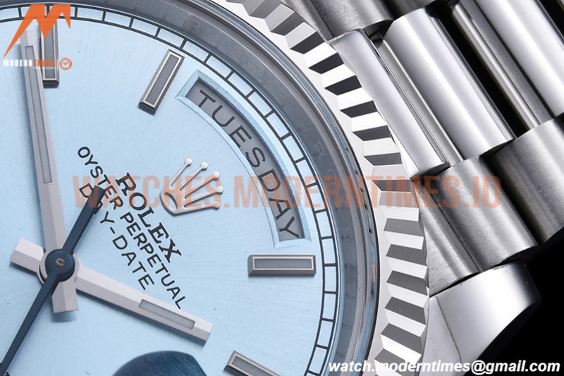 Rolex - DayDate 40mm Flt Pres SS/SS I-Blue/Stk EWF VR3255