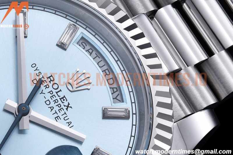 Rolex - DayDate 40mm Flt Pres SS/SS I-Blue/Dia EWF VR3255