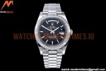 Rolex - DayDate 40mm Flt Pres SS/SS Black/Stk EWF VR3255