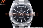 Rolex - DayDate 40mm Flt Pres SS/SS Black/Dia EWF VR3255