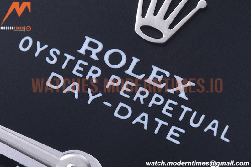 Rolex - DayDate 40mm Flt Pres SS/SS Black/Dia EWF VR3255