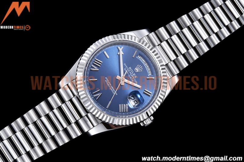 Rolex - DayDate 40mm Flt Pres SS/SS Blue/Rm EWF VR3255