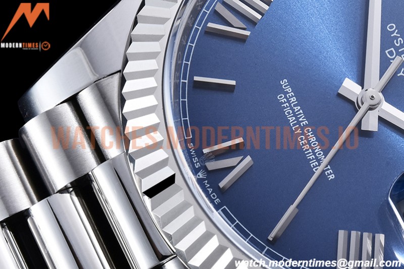 Rolex - DayDate 40mm Flt Pres SS/SS Blue/Rm EWF VR3255