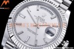 Rolex - DayDate 40mm Flt Pres SS/SS Silv/Dia EWF VR3255