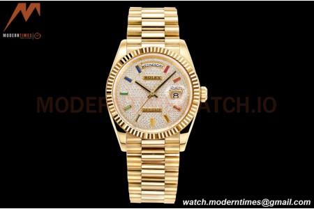 Rolex - DayDate 36mm 128238 Flt Pres YG/YG Diamond Dial RAF A2836