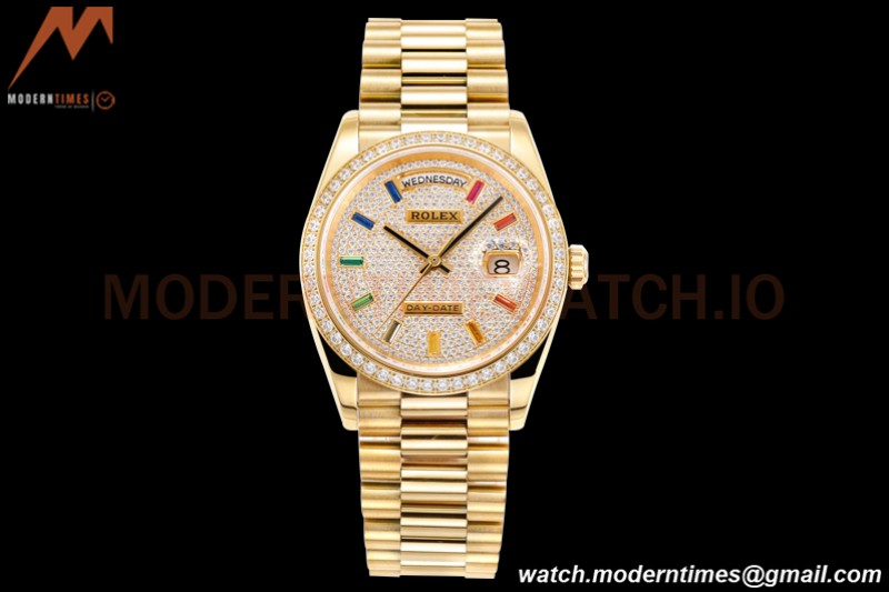 Rolex - DayDate 36mm 128238 Flt Pres YG/YG Diamond Dial RAF A2836