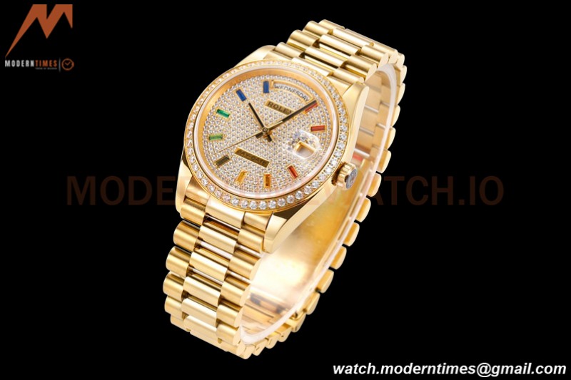 Rolex - DayDate 36mm 128238 Flt Pres YG/YG Diamond Dial RAF A2836