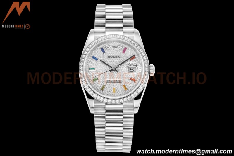 Rolex - DayDate 36mm 128349 Flt Pres SS/SS Dia/Dia Dial RAF A2836