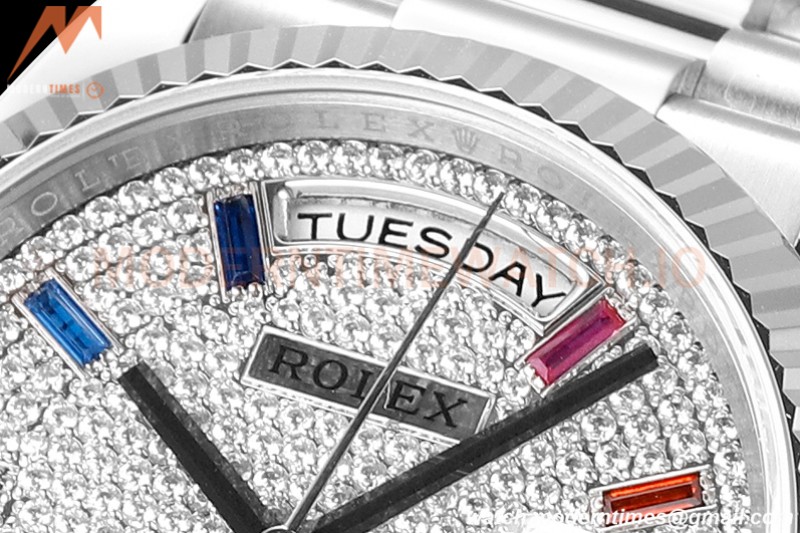 Rolex - DayDate 36mm 128239 Flt Pres SS/SS Diamond Dial RAF A2836