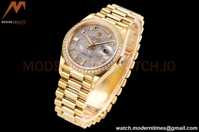 Rolex - DayDate 36mm 118348 Flt Pres YG/YG Dia Meteorite Dial RAF A2836